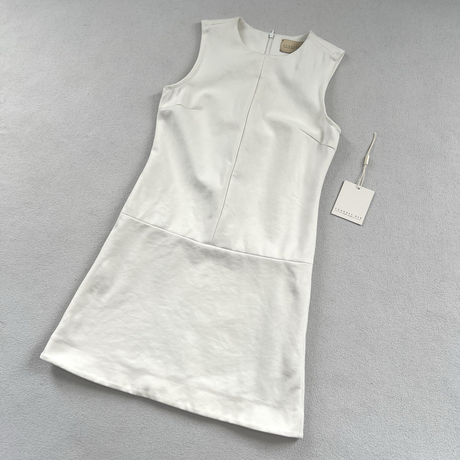 Classic Six New York Women Ivory Twiggy Ponte Knit Sleeveless Shift Mini Dress 0 — image 2 of 8